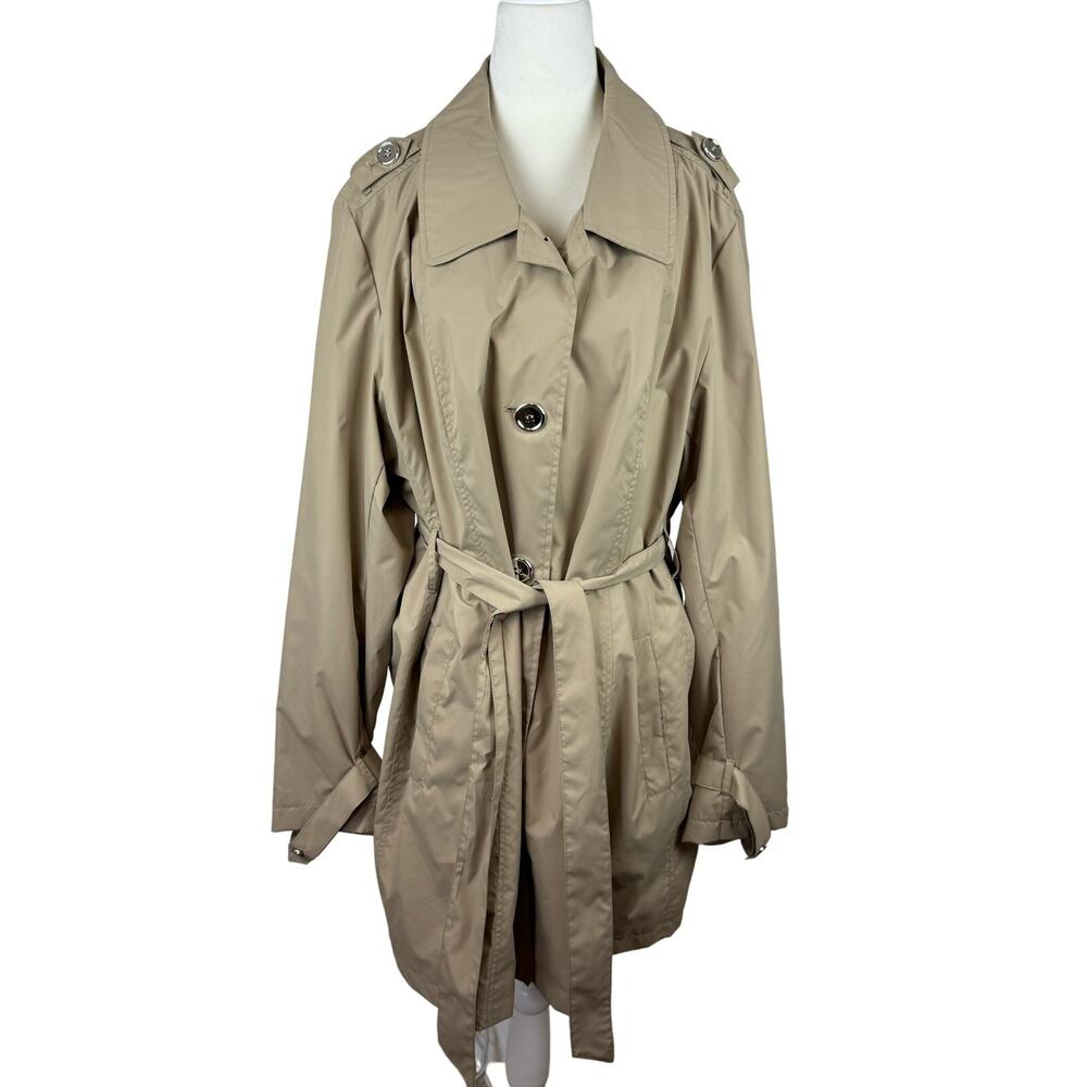 Lane Bryant Womens Trench Coat in Tan Sz 22/24 | Minimalist Neutral Lightweight